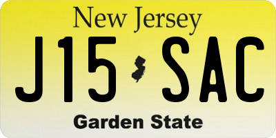 NJ license plate J15SAC