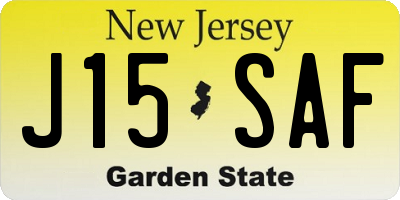 NJ license plate J15SAF