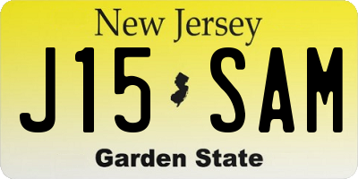 NJ license plate J15SAM