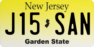 NJ license plate J15SAN
