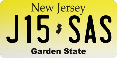 NJ license plate J15SAS