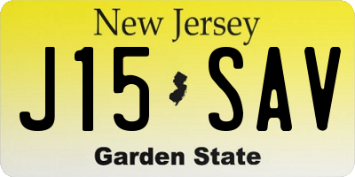 NJ license plate J15SAV