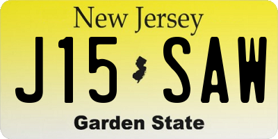 NJ license plate J15SAW