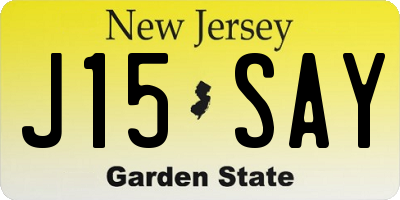 NJ license plate J15SAY