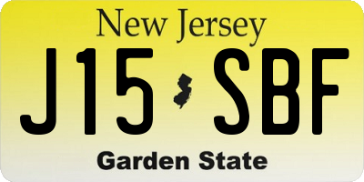NJ license plate J15SBF