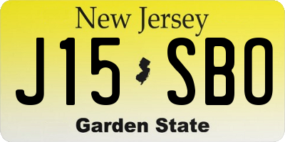 NJ license plate J15SBO