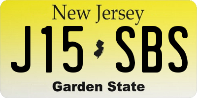 NJ license plate J15SBS