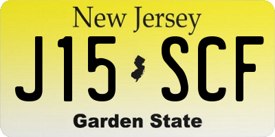 NJ license plate J15SCF