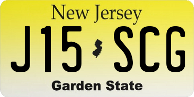 NJ license plate J15SCG