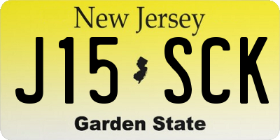 NJ license plate J15SCK