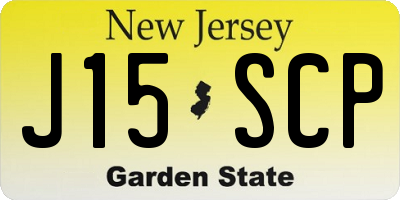 NJ license plate J15SCP