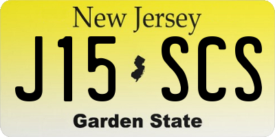 NJ license plate J15SCS
