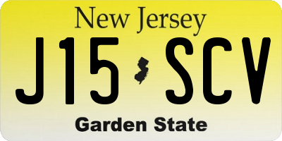 NJ license plate J15SCV