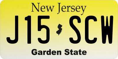 NJ license plate J15SCW