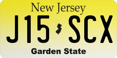 NJ license plate J15SCX