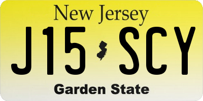 NJ license plate J15SCY