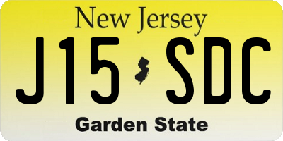 NJ license plate J15SDC