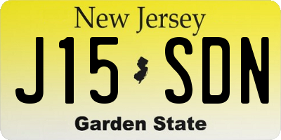 NJ license plate J15SDN