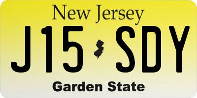 NJ license plate J15SDY