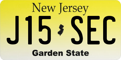 NJ license plate J15SEC