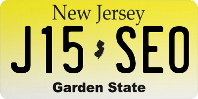 NJ license plate J15SEO