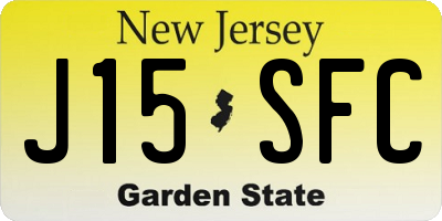 NJ license plate J15SFC