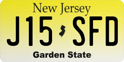 NJ license plate J15SFD