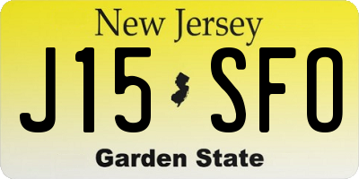 NJ license plate J15SFO