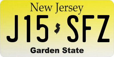 NJ license plate J15SFZ