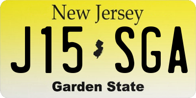 NJ license plate J15SGA