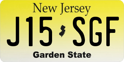 NJ license plate J15SGF