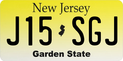 NJ license plate J15SGJ
