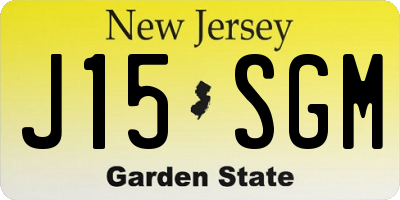 NJ license plate J15SGM