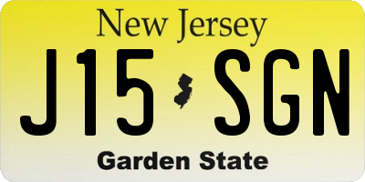 NJ license plate J15SGN
