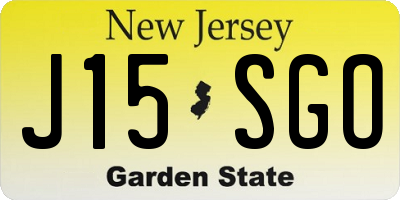 NJ license plate J15SGO