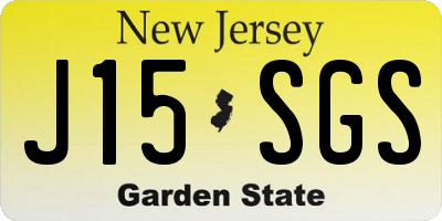 NJ license plate J15SGS
