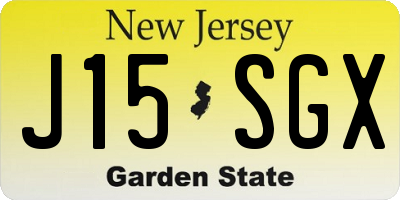 NJ license plate J15SGX
