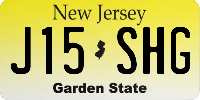 NJ license plate J15SHG