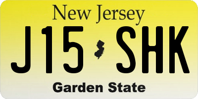 NJ license plate J15SHK