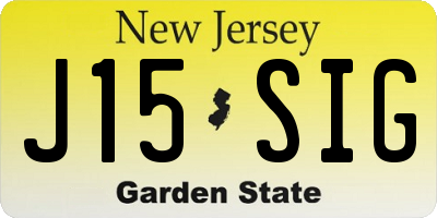 NJ license plate J15SIG