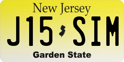 NJ license plate J15SIM