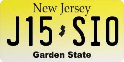 NJ license plate J15SIO