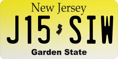 NJ license plate J15SIW