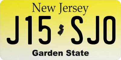 NJ license plate J15SJO