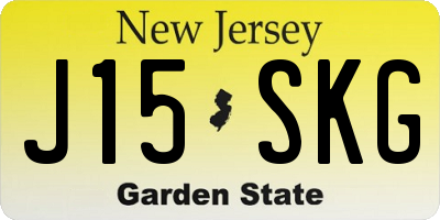 NJ license plate J15SKG