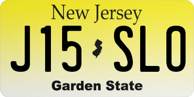 NJ license plate J15SLO