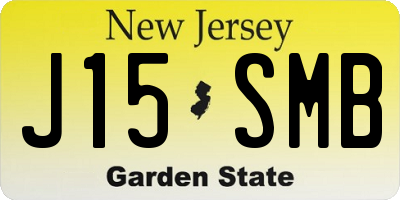 NJ license plate J15SMB