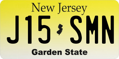 NJ license plate J15SMN