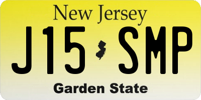 NJ license plate J15SMP