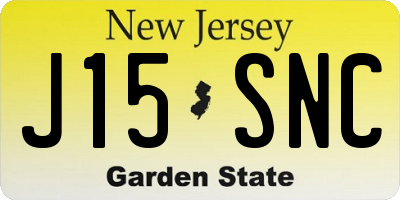 NJ license plate J15SNC